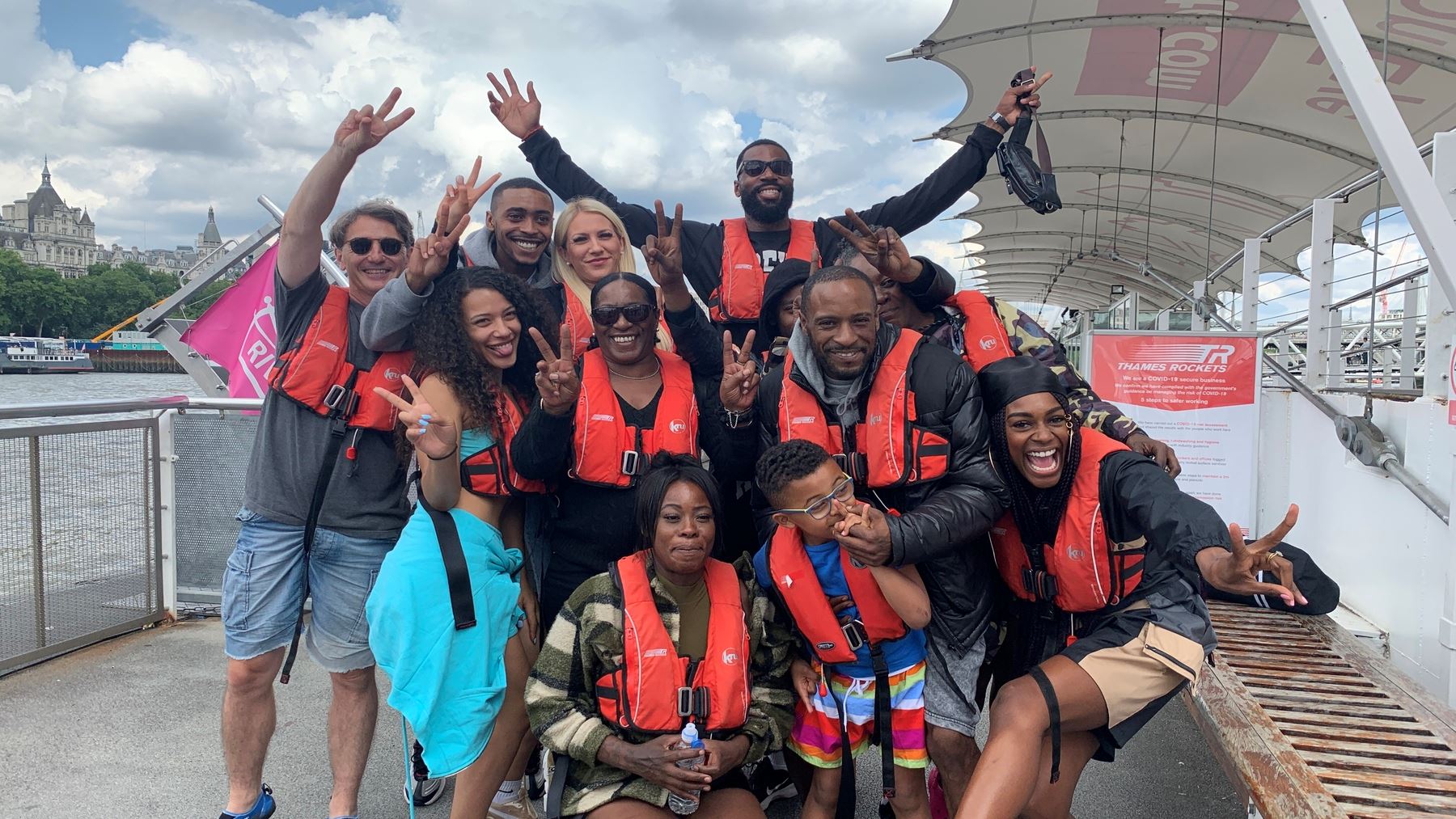 Perri Shakes-Drayton and Mike Edwards have a blast on our red rocket Thames speedboats